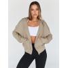 imageTrendy Queen Hoodies for Women Full Zip Up Cropped Sweatshirts Jackets Casual Comfy Gym Tops Fall Outfits Winter Clothes 2024Khaki
