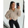 imageTrendy Queen Hoodies for Women Full Zip Up Cropped Sweatshirts Jackets Casual Comfy Gym Tops Fall Outfits Winter Clothes 2024Khaki