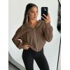 imageTrendy Queen Hoodies for Women Full Zip Up Cropped Sweatshirts Jackets Casual Comfy Gym Tops Fall Outfits Winter Clothes 2024Lightcoffee