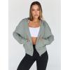 imageTrendy Queen Hoodies for Women Full Zip Up Cropped Sweatshirts Jackets Casual Comfy Gym Tops Fall Outfits Winter Clothes 2024Lightgreen