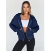 imageTrendy Queen Hoodies for Women Full Zip Up Cropped Sweatshirts Jackets Casual Comfy Gym Tops Fall Outfits Winter Clothes 2024Navy