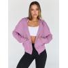 imageTrendy Queen Hoodies for Women Full Zip Up Cropped Sweatshirts Jackets Casual Comfy Gym Tops Fall Outfits Winter Clothes 2024Pinkpurple