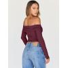 imageTrendy Queen Women Long Sleeve Shirts Off Shoulder Tops Going Out Crop Sexy Slim Fitted Y2K Fall Outfits 2025 Fashion ClothesBurgundy