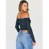 imageTrendy Queen Women Long Sleeve Shirts Off Shoulder Tops Going Out Crop Sexy Slim Fitted Y2K Fall Outfits 2025 Fashion ClothesHazeblue