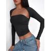 imageTrendy Queen Womens Going Out Tops Long Sleeve Shirts Shrug Tube Crop Top Basic Cute 2025 Fashion Clothes SeparatelyBlack
