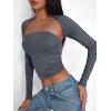 imageTrendy Queen Womens Going Out Tops Long Sleeve Shirts Shrug Tube Crop Top Basic Cute 2025 Fashion Clothes SeparatelyGrey