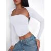 imageTrendy Queen Womens Going Out Tops Long Sleeve Shirts Shrug Tube Crop Top Basic Cute 2025 Fashion Clothes SeparatelyWhite