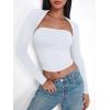 imageTrendy Queen Womens Going Out Tops Long Sleeve Shirts Shrug Tube Crop Top Basic Cute 2025 Fashion Clothes SeparatelyWhite
