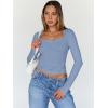imageTrendy Queen Womens Going Out Tops Long Sleeve Top Trendy Cute Shirt Y2k Clothing Fall Fashion Clothes 2025Blue Gray