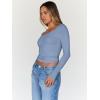 imageTrendy Queen Womens Going Out Tops Long Sleeve Top Trendy Cute Shirt Y2k Clothing Fall Fashion Clothes 2025Blue Gray