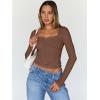 imageTrendy Queen Womens Going Out Tops Long Sleeve Top Trendy Cute Shirt Y2k Clothing Fall Fashion Clothes 2025Brown