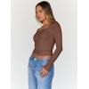 imageTrendy Queen Womens Going Out Tops Long Sleeve Top Trendy Cute Shirt Y2k Clothing Fall Fashion Clothes 2025Brown