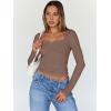 imageTrendy Queen Womens Going Out Tops Long Sleeve Top Trendy Cute Shirt Y2k Clothing Fall Fashion Clothes 2025Coffeegrey