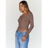 imageTrendy Queen Womens Going Out Tops Long Sleeve Top Trendy Cute Shirt Y2k Clothing Fall Fashion Clothes 2025Coffeegrey