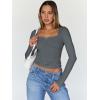 imageTrendy Queen Womens Going Out Tops Long Sleeve Top Trendy Cute Shirt Y2k Clothing Fall Fashion Clothes 2025Gray