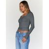 imageTrendy Queen Womens Going Out Tops Long Sleeve Top Trendy Cute Shirt Y2k Clothing Fall Fashion Clothes 2025Gray
