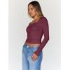 imageTrendy Queen Womens Going Out Tops Long Sleeve Top Trendy Cute Shirt Y2k Clothing Fall Fashion Clothes 2025Wine Red