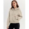 imageTrendy Queen Womens Hoodies Quarter Zip Pullover Oversized Sweatshirts Half Zip Pullover With Pockets Fall ClothesApricot