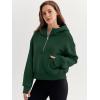 imageTrendy Queen Womens Hoodies Quarter Zip Pullover Oversized Sweatshirts Half Zip Pullover With Pockets Fall ClothesDarkgreen