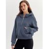 imageTrendy Queen Womens Hoodies Quarter Zip Pullover Oversized Sweatshirts Half Zip Pullover With Pockets Fall ClothesGreyblue
