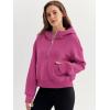 imageTrendy Queen Womens Hoodies Quarter Zip Pullover Oversized Sweatshirts Half Zip Pullover With Pockets Fall ClothesHotpink