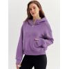 imageTrendy Queen Womens Hoodies Quarter Zip Pullover Oversized Sweatshirts Half Zip Pullover With Pockets Fall ClothesPurple