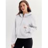 imageTrendy Queen Womens Hoodies Quarter Zip Pullover Oversized Sweatshirts Half Zip Pullover With Pockets Fall ClothesWhite