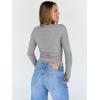 imageTrendy Queen Womens Long Sleeve Shirts Crop Square Neck Ribbed Tops Basic Slim Fit Y2K Fall Winter Clothes Outfits 2025Grey