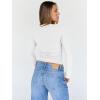 imageTrendy Queen Womens Long Sleeve Shirts Crop Square Neck Ribbed Tops Basic Slim Fit Y2K Fall Winter Clothes Outfits 2025White