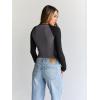 imageTrendy Queen Womens Long Sleeve Shirts Slim Fit Stretchy Color Block Slightly Cropped TopsGrey Black Combo
