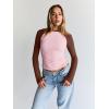 imageTrendy Queen Womens Long Sleeve Shirts Slim Fit Stretchy Color Block Slightly Cropped TopsPink Brown Combo
