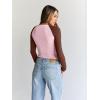 imageTrendy Queen Womens Long Sleeve Shirts Slim Fit Stretchy Color Block Slightly Cropped TopsPink Brown Combo