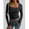 imageTrendy Queen Womens Long Sleeve Shirts Sweetheart Neckline Basic Crop Tops Cute Fall Tshirt Y2k Going Out Outfits 2024Black