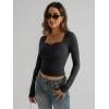 imageTrendy Queen Womens Long Sleeve Shirts Sweetheart Neckline Basic Crop Tops Cute Fall Tshirt Y2k Going Out Outfits 2024Black