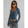 imageTrendy Queen Womens Long Sleeve Shirts Sweetheart Neckline Basic Crop Tops Cute Fall Tshirt Y2k Going Out Outfits 2024Haze Blue