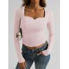 imageTrendy Queen Womens Long Sleeve Shirts Sweetheart Neckline Basic Crop Tops Cute Fall Tshirt Y2k Going Out Outfits 2024Pink