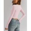 imageTrendy Queen Womens Long Sleeve Shirts Sweetheart Neckline Basic Crop Tops Cute Fall Tshirt Y2k Going Out Outfits 2024Pink