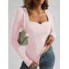 imageTrendy Queen Womens Long Sleeve Shirts Sweetheart Neckline Basic Crop Tops Cute Fall Tshirt Y2k Going Out Outfits 2024Pink