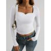imageTrendy Queen Womens Long Sleeve Shirts Sweetheart Neckline Basic Crop Tops Cute Fall Tshirt Y2k Going Out Outfits 2024White