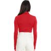 imageTrendy Queen Womens Mock Turtleneck Long Sleeve Shirts Fall Fashion Basic Layering Slim Fit Soft Thermal Underwear TopsRed