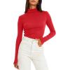 imageTrendy Queen Womens Mock Turtleneck Long Sleeve Shirts Fall Fashion Basic Layering Slim Fit Soft Thermal Underwear TopsRed