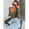 imageTrendy Queen Womens Tops Trendy Fashion Clothes Going Out Long Sleeve Shirts V Neck Basic Y2K Cute Shirt Slim Fitted CorsetArmy Green