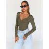 imageTrendy Queen Womens Tops Trendy Fashion Clothes Going Out Long Sleeve Shirts V Neck Basic Y2K Cute Shirt Slim Fitted CorsetArmy Green