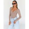 imageTrendy Queen Womens Tops Trendy Fashion Clothes Going Out Long Sleeve Shirts V Neck Basic Y2K Cute Shirt Slim Fitted CorsetBeige