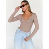 imageTrendy Queen Womens Tops Trendy Fashion Clothes Going Out Long Sleeve Shirts V Neck Basic Y2K Cute Shirt Slim Fitted CorsetBeige