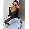 imageTrendy Queen Womens Tops Trendy Fashion Clothes Going Out Long Sleeve Shirts V Neck Basic Y2K Cute Shirt Slim Fitted CorsetBlack
