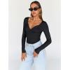 imageTrendy Queen Womens Tops Trendy Fashion Clothes Going Out Long Sleeve Shirts V Neck Basic Y2K Cute Shirt Slim Fitted CorsetBlack