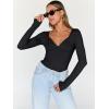 imageTrendy Queen Womens Tops Trendy Fashion Clothes Going Out Long Sleeve Shirts V Neck Basic Y2K Cute Shirt Slim Fitted CorsetBlack