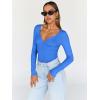 imageTrendy Queen Womens Tops Trendy Fashion Clothes Going Out Long Sleeve Shirts V Neck Basic Y2K Cute Shirt Slim Fitted CorsetBlue