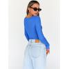 imageTrendy Queen Womens Tops Trendy Fashion Clothes Going Out Long Sleeve Shirts V Neck Basic Y2K Cute Shirt Slim Fitted CorsetBlue